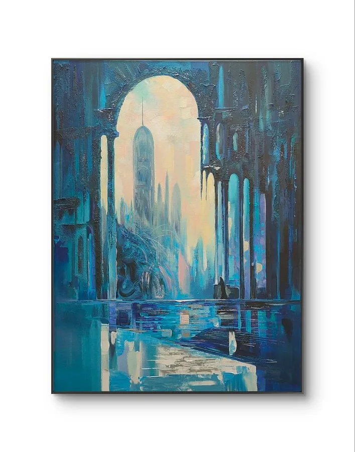 Image of The Orpheus Shadow by Maksym Stasiuk, size: 60 cm x 80 cm, made of Acrylic, Canvas, Painting medium, from Lviv, part of the Mythic Echoes/Міфічне Відлуння series, priced at $820