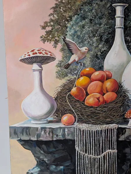 Image of Mystical Offering by Maksym Stasiuk, size: 70 cm x 100 cm, made of Acrylic, Canvas, Painting medium, from Lviv, part of the Fantasy Still Life series, priced at $2100 Photo 6 of 6.