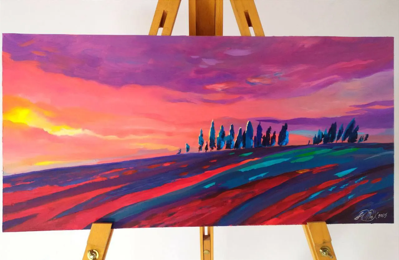 Image of Still Moving by Maksym Stasiuk, size: 50х30 см, made of Acrylic, Painting medium, from Lviv, part of the Colorfull Landscapes series, priced at $340 Photo 4 of 4.