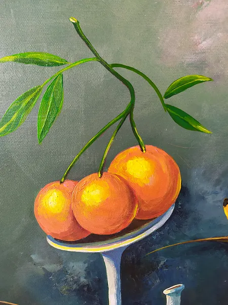 Image of The Blooming Nest by Maksym Stasiuk, size: 60 cm x 80 cm, made of Acrylic, Canvas, Painting medium, from Lviv, Ukraine, part of the Fantasy Still Life series, priced at $1080 Photo 4 of 6.